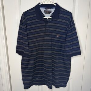 Tommy Hilfiger Navy Striped Polo Size Large 100% Mercerized Pima Cotton Golf EUC